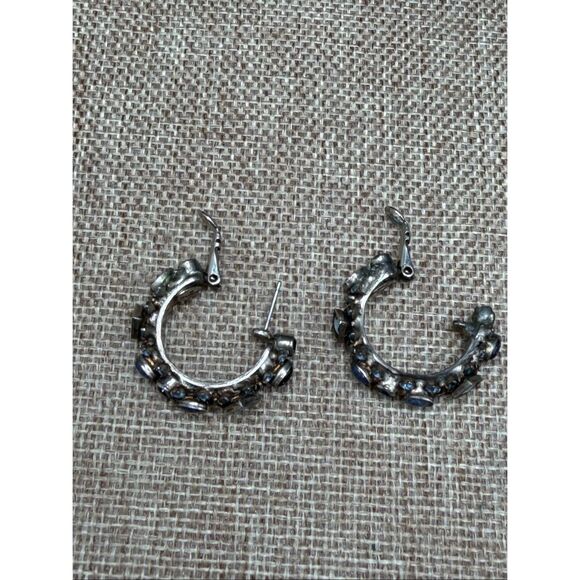 Sorrelli Crystal Hoop Earrings โ Blue & Iridescent Stones โ As Is - Picture 4 of 9